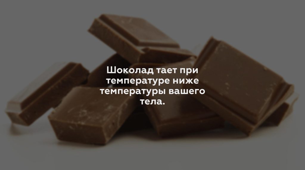 Шоколад тает при температуре ниже температуры вашего тела.